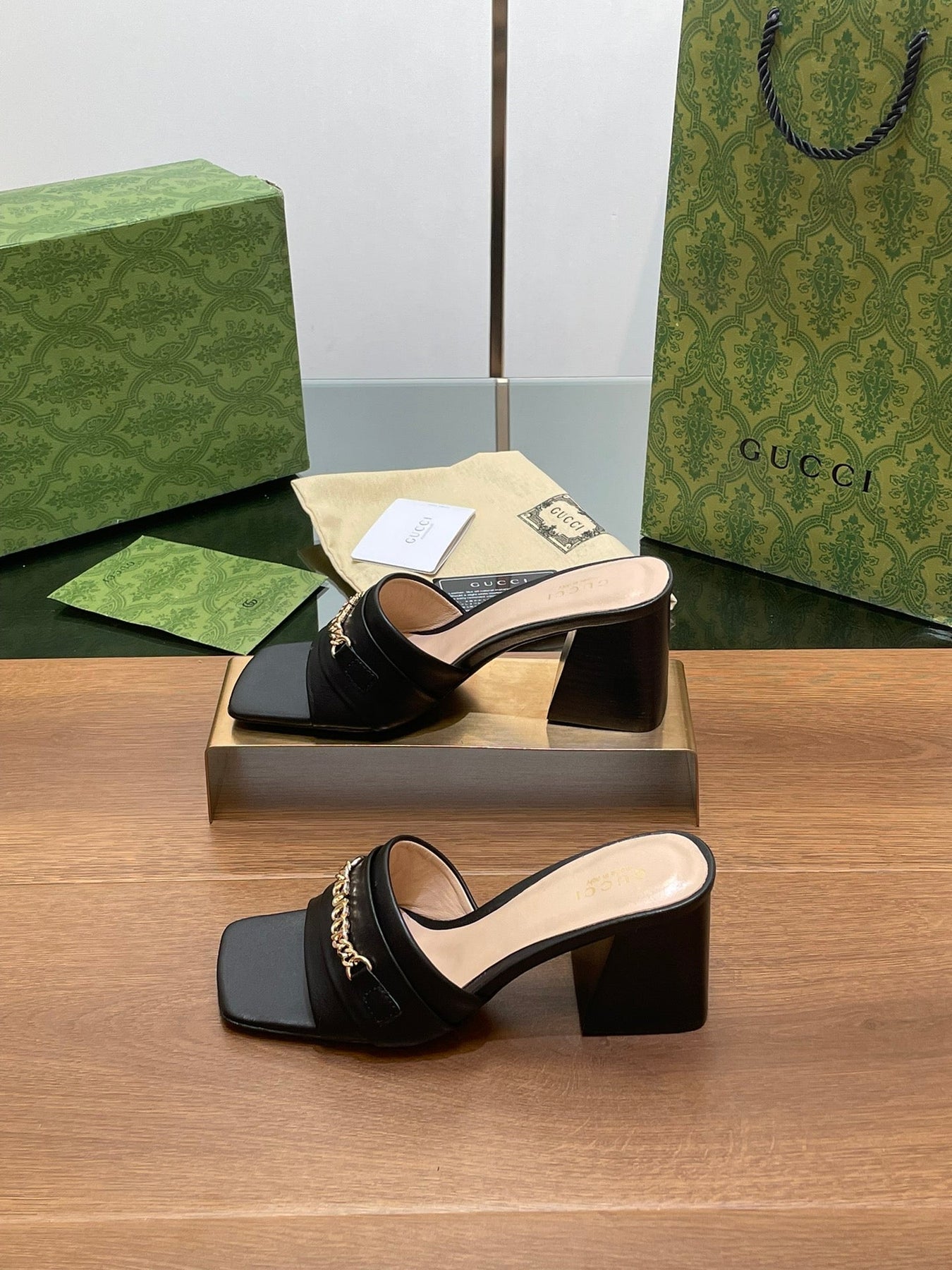 GG SIGNORIA SLIDE SANDAL BLACK DENIM