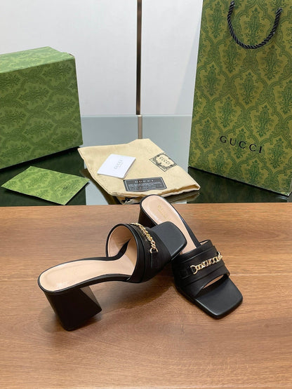 GG SIGNORIA SLIDE SANDAL BLACK DENIM