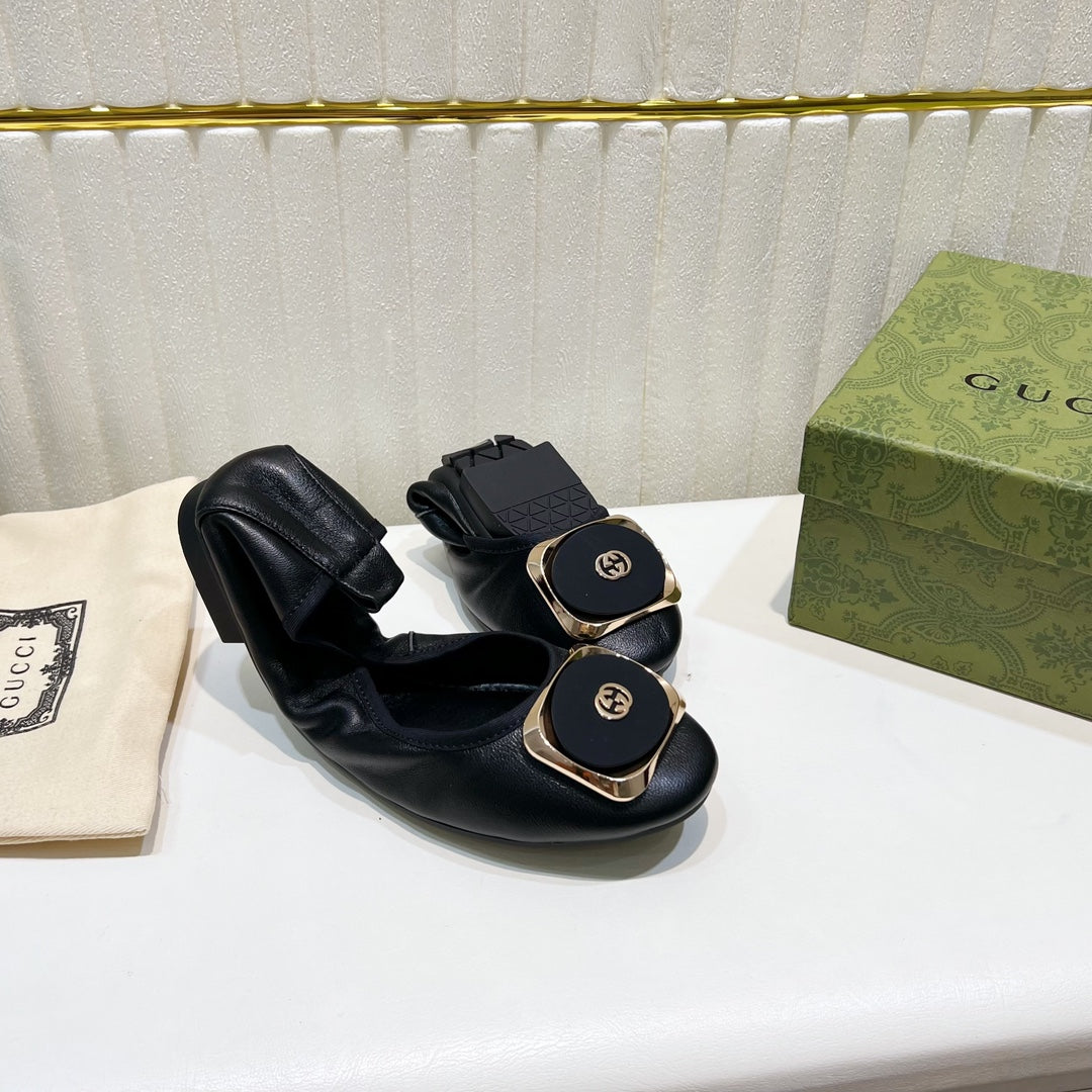 GG BALLET SUPER SLIM BLACK LAMBSKIN