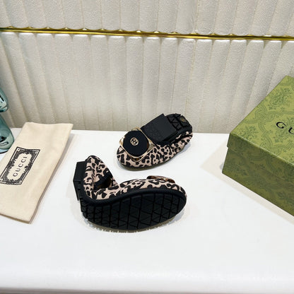 GG BALLET SUPER SLIM LEOPARD PATTERN LAMBSKIN