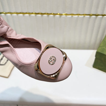 GG BALLET SUPER SLIM PASTEL PINK LAMBSKIN