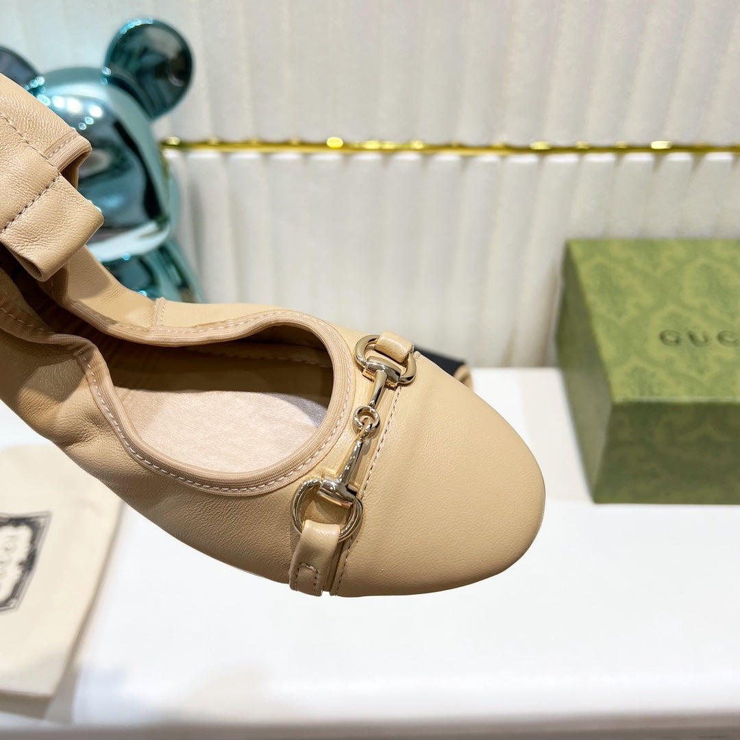 GG BALLET SUPER SLIM BUCKLE CREAM LAMBSKIN