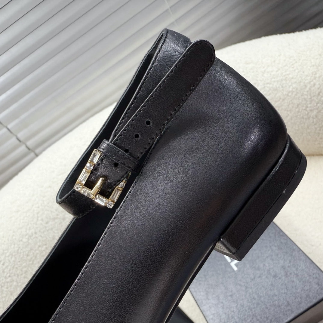 MARY JANE SHOES BLACK LAMBSKIN WITH BOW