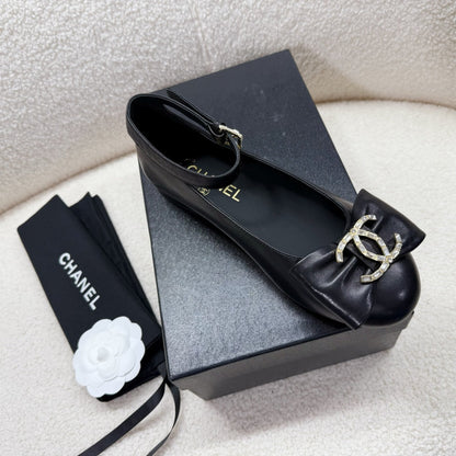 MARY JANE SHOES BLACK LAMBSKIN WITH BOW