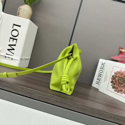 LOE 23 MINI FLAMENCO PURSE BAG IN GREEN CHARTREUSE NAPPA LAMBSKIN