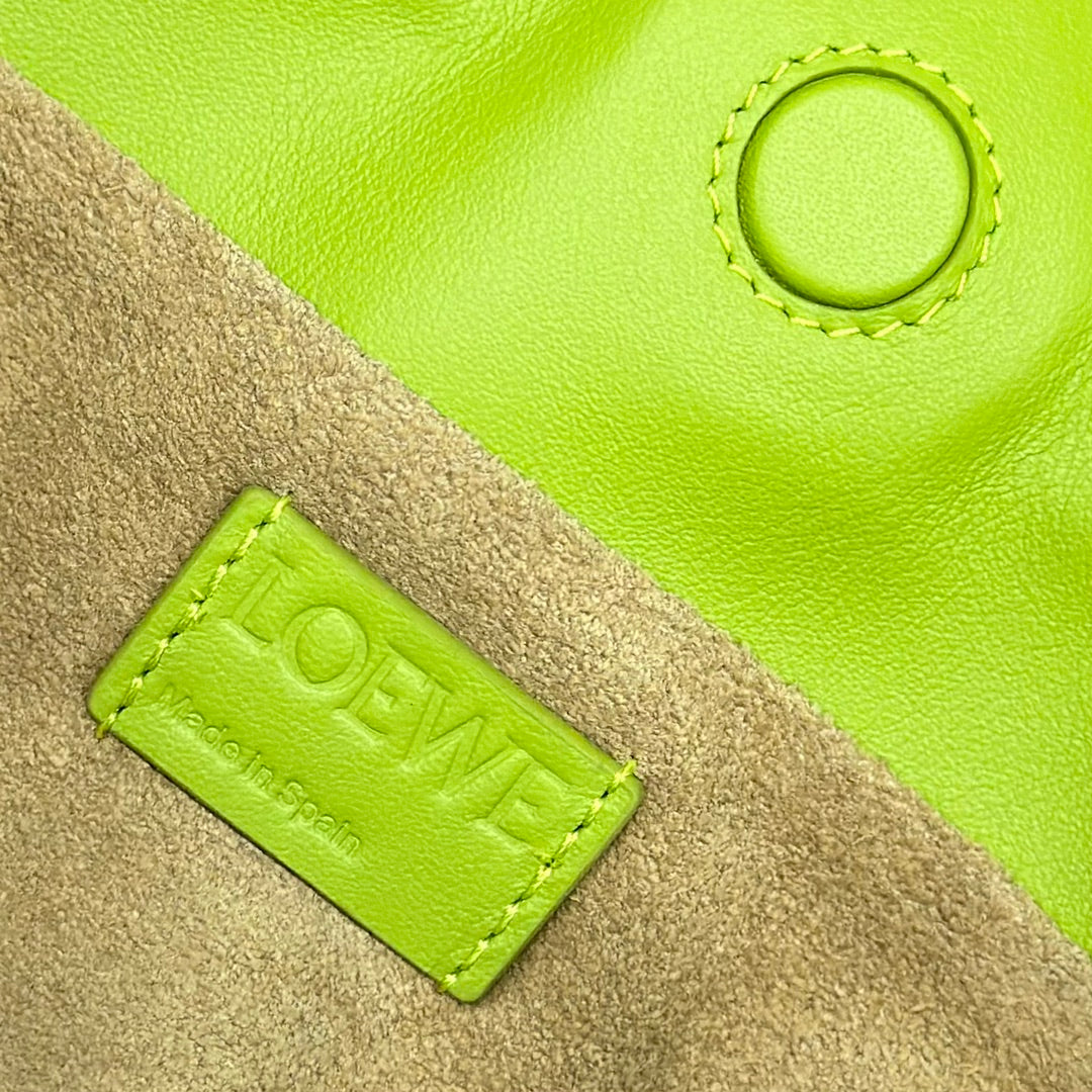 LOE 23 MINI FLAMENCO PURSE BAG IN GREEN CHARTREUSE NAPPA LAMBSKIN