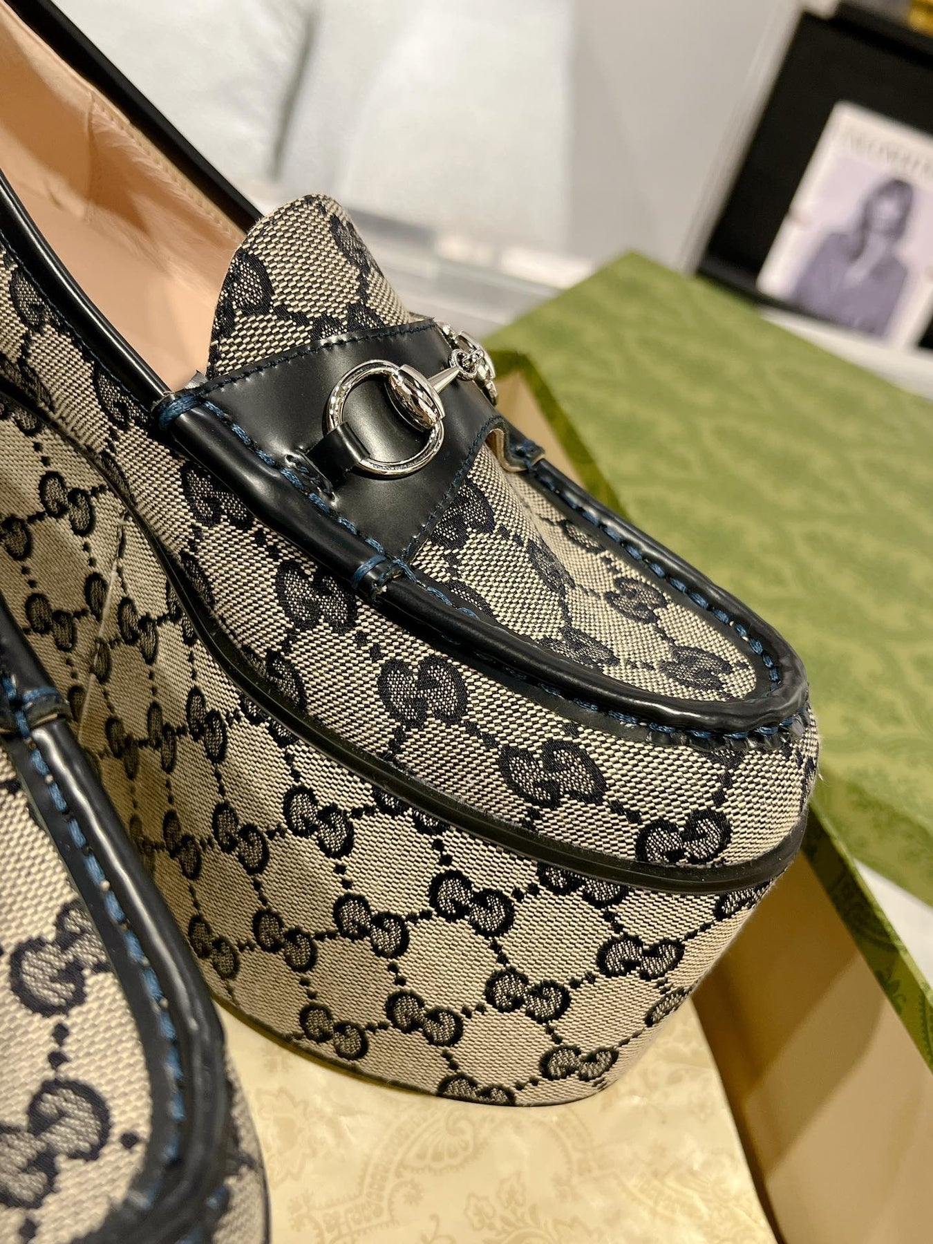 GG HORSEBIT PLATFORM LOAFER BLACK CALFSKIN