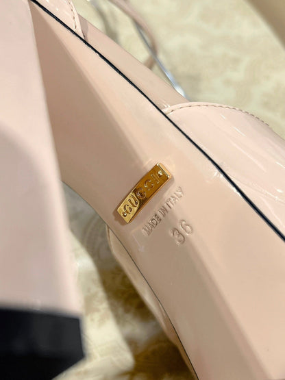 GG CRYSTALS PLATFORM PUMPS CREAM CALFSKIN