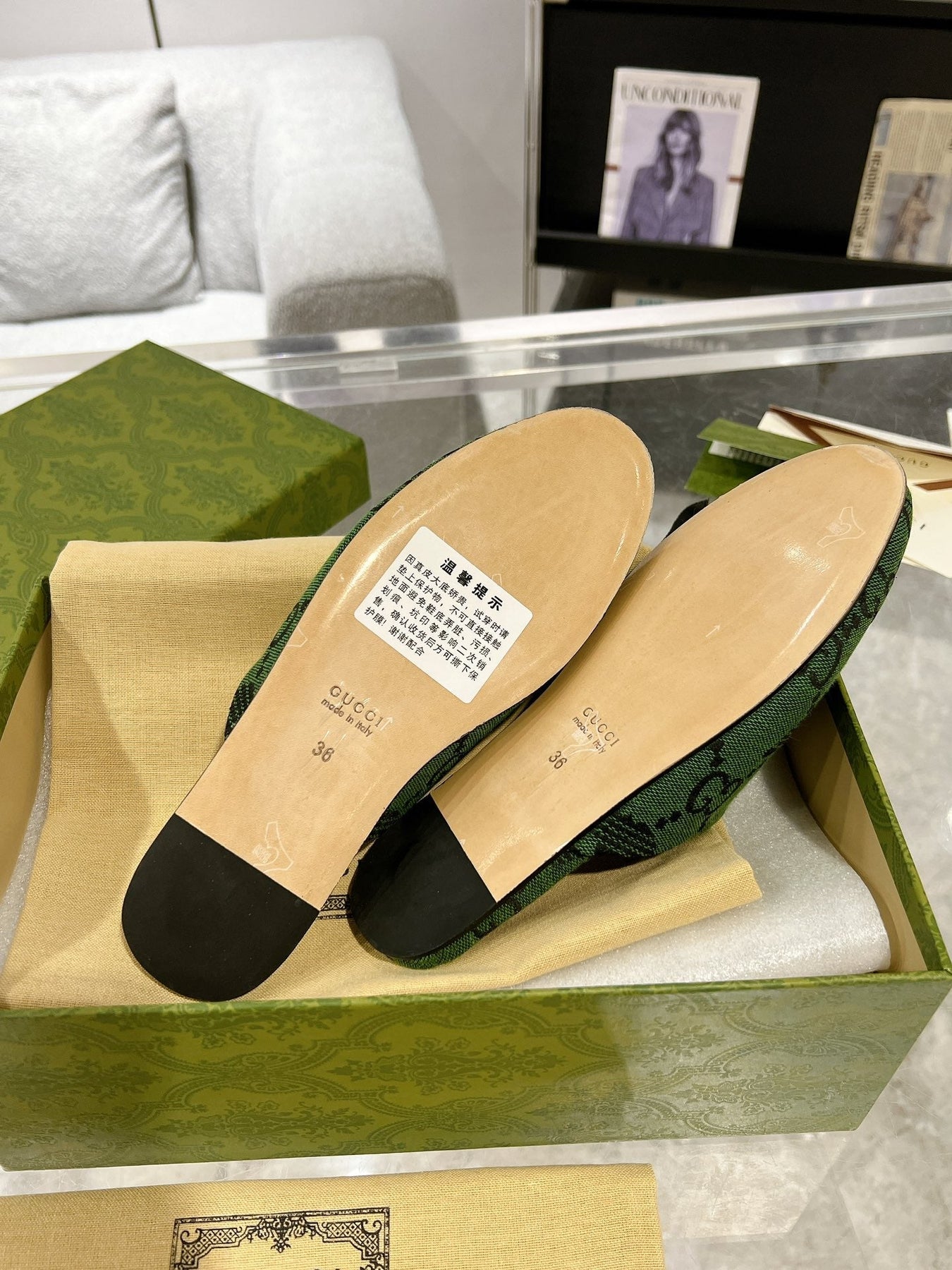 GG & ADIDAS MULE HORSEBIT BUCKLE DARK GREEN CANVAS