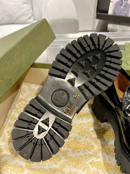 GG LOAFER WITH HORSEBIT GLOSSY BLACK CALFSKIN