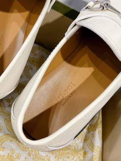 GG LOAFER WITH HORSEBIT WHITE CALFSKIN