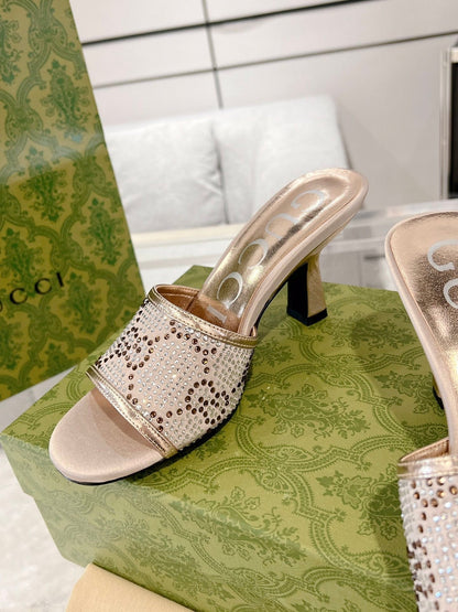 GG CRYSTALS HIGH SANDAL CREAM CANVAS