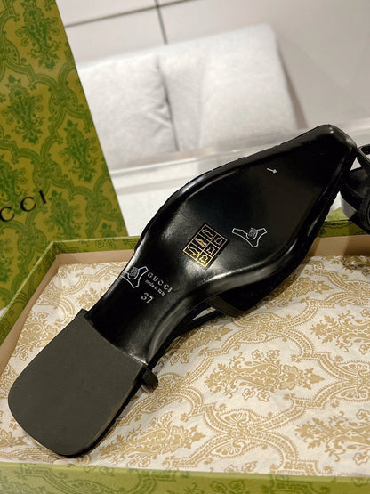 GG SLINGBACK FLATS BLACK VELVET