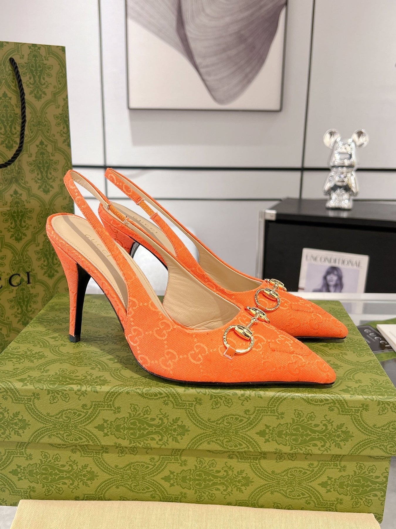 HORSEBIT SLINGBACK 105 IN ORANGE CANVAS