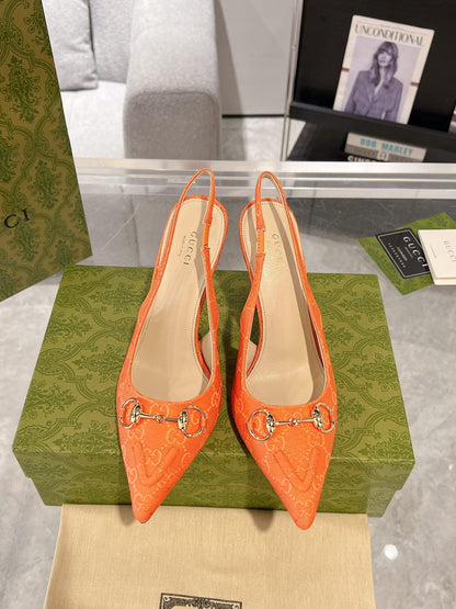 HORSEBIT SLINGBACK 105 IN ORANGE CANVAS