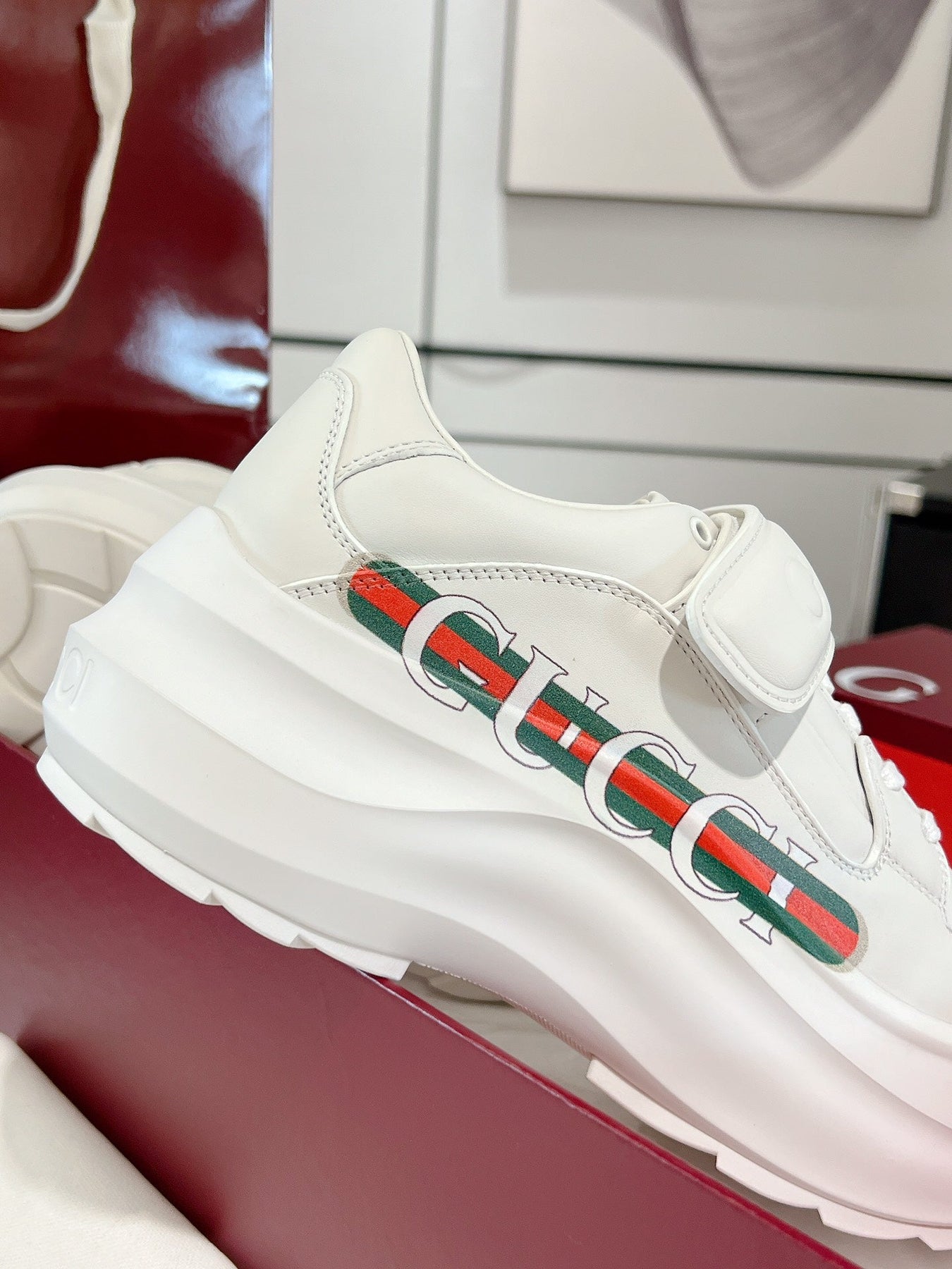 GG WAVE SNEAKER IN RICE WHITE CALFSKIN