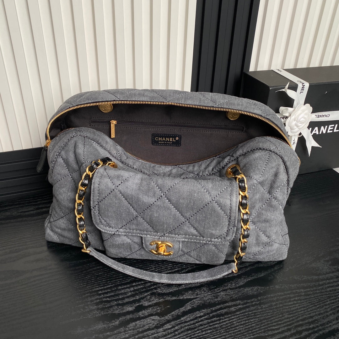 BOWLING BAG 44 IN SANTAS GRAY DENIM GOLD HARDWARE