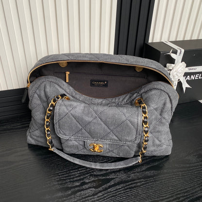 BOWLING BAG 44 IN SANTAS GRAY DENIM GOLD HARDWARE