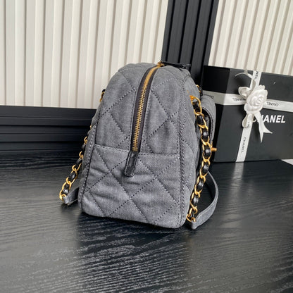 BOWLING BAG 33 IN SANTAS GRAY DENIM GOLD HARDWARE