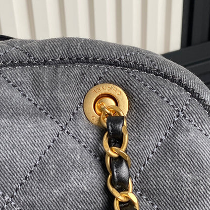 BOWLING BAG 33 IN SANTAS GRAY DENIM GOLD HARDWARE