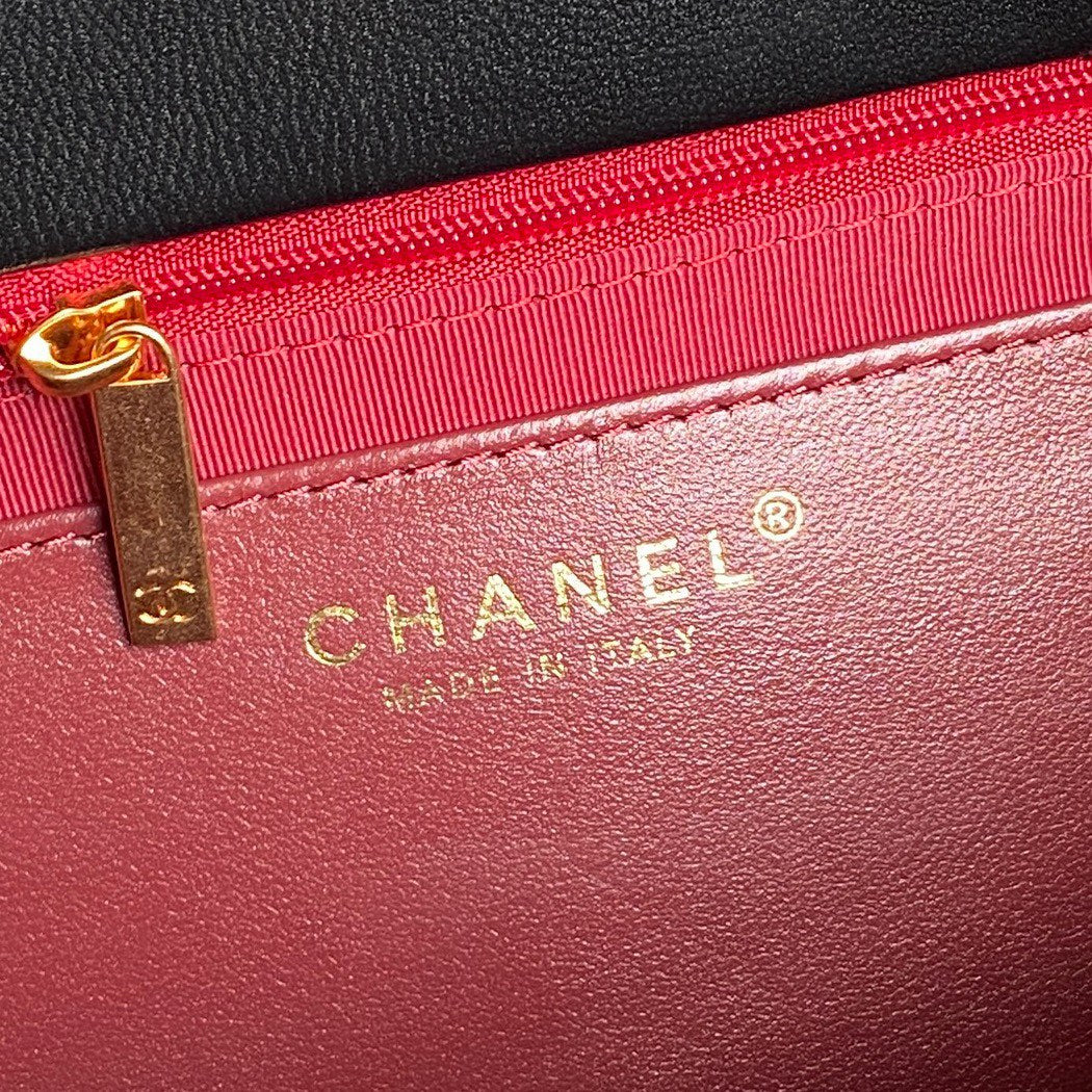 MAXI SHOULDER BAG CHAIN STRAP 28 IN BLACK CALFSKIN GOLD-TONE METALLIC