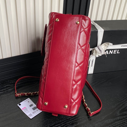 BOWLING BAG 29 IN RED CALFSKIN GOLD HARDWARE