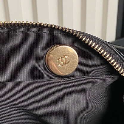 BOWLING BAG 29 IN BLACK SHINY CALFSKIN GOLD HARDWARE