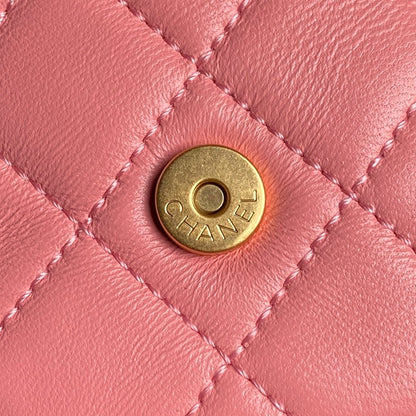 CRUISE DRAWSTRING BACKPACK 24 IN PINK LAMBSKIN GOLD-TONE METALLIC