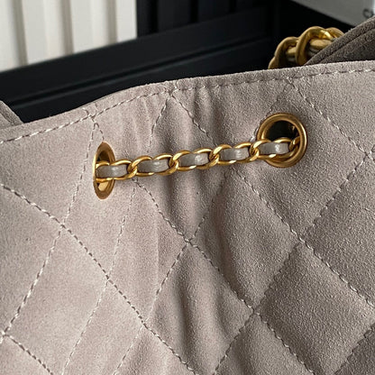 MEDIUM HANDBAG 40 IN BEIGE SUEDE GOLD HARDWARE