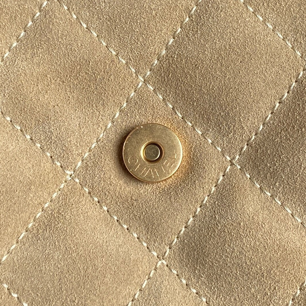 MEDIUM HANDBAG 40 IN OAT YELLOW SUEDE GOLD HARDWARE