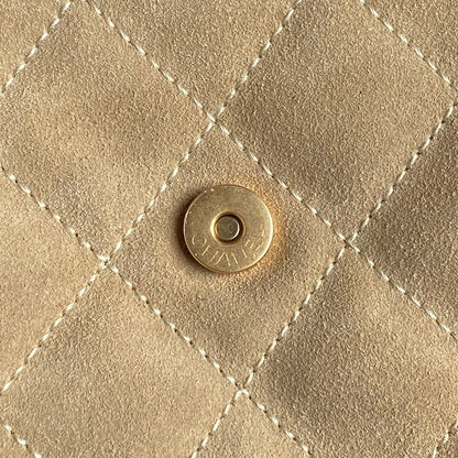 MEDIUM HANDBAG 40 IN OAT YELLOW SUEDE GOLD HARDWARE