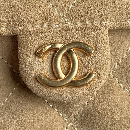 MEDIUM HANDBAG 40 IN OAT YELLOW SUEDE GOLD HARDWARE