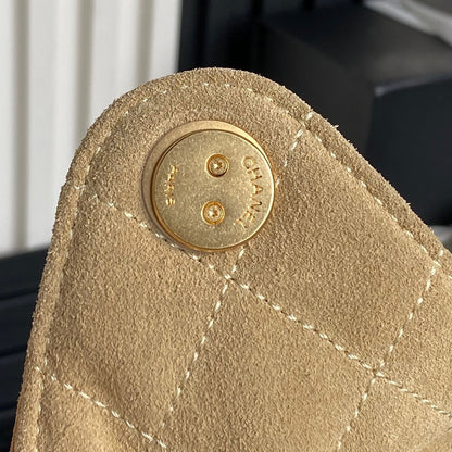 MEDIUM HANDBAG 40 IN OAT YELLOW SUEDE GOLD HARDWARE