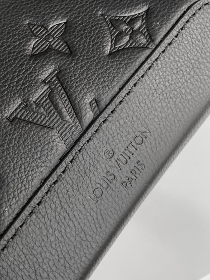 DUO CROSSBAG BAG 42 IN BLACK EMBOSSED CALFSKIN