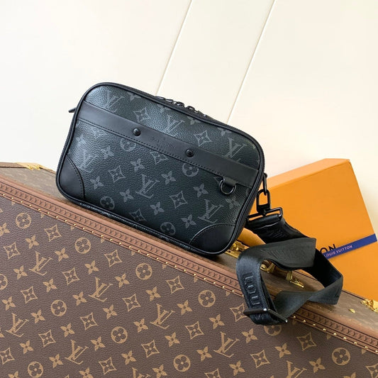 NANO ALPHA BAG 24 IN BLACK MONOGRAM ECLIPSE CANVAS AND COWHIDE