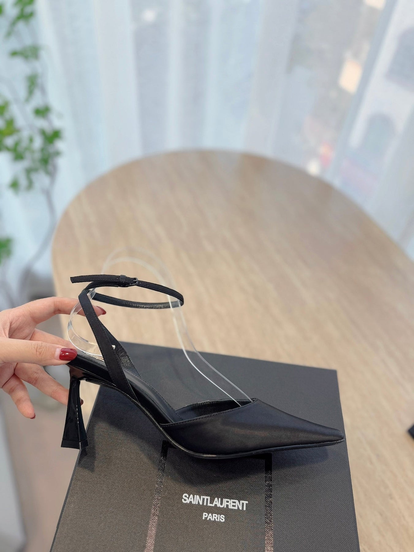 HIGH SLINGBACK 75 MM IN BLACK CALFSKIN