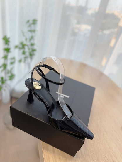 HIGH SLINGBACK 75 MM IN BLACK PATENT CALFSKIN