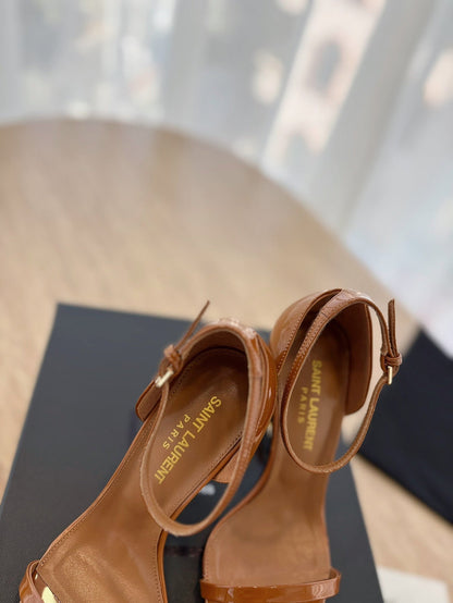 CLASSIC HIGH HEELS 10 CM IN BRONZE BROWN PATENT CALFSKIN