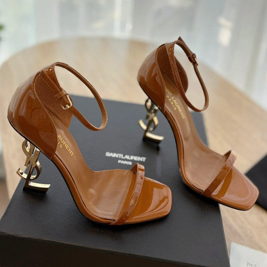 CLASSIC HIGH HEELS 10 CM IN BRONZE BROWN PATENT CALFSKIN