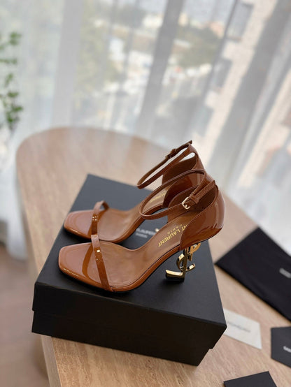 CLASSIC HIGH HEELS 10 CM IN BRONZE BROWN PATENT CALFSKIN