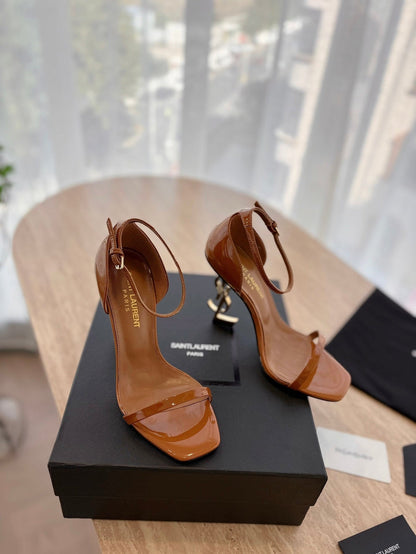 CLASSIC HIGH HEELS 10 CM IN BRONZE BROWN PATENT CALFSKIN