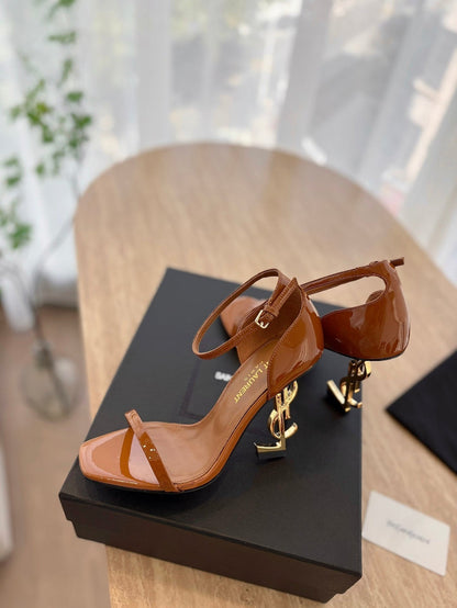 CLASSIC HIGH HEELS 10 CM IN BRONZE BROWN PATENT CALFSKIN