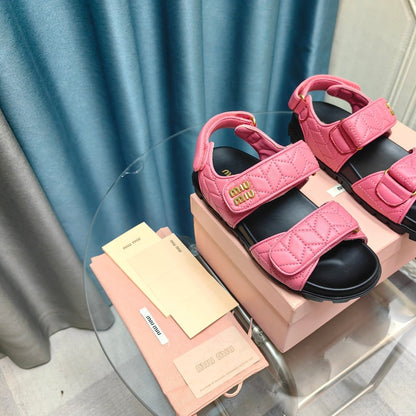 SANDALS BLACK MIX PINK SHEEPSKIN WITH HORIZONTAL STRAPS