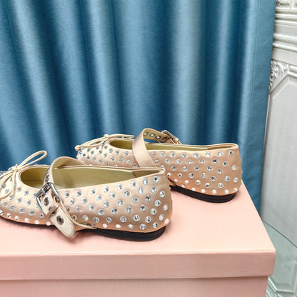 MARY JANE SHOES METALLIC GOLD COWHIDE WITH DIAMOND