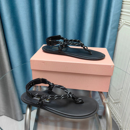FLIP-FLOPS SANDAL BLACK SHEEPSKIN WITH BLACK STRAP