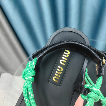 FLIP-FLOPS SANDAL BLACK SHEEPSKIN WITH BRIGHT BLUE STRAP