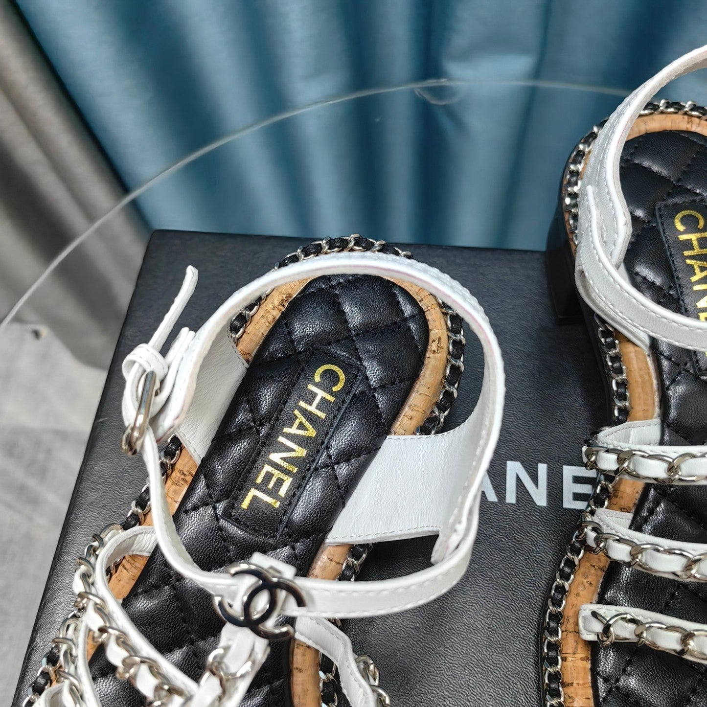 HIGH SANDALS WITH THREE STRAPS IN WHITE CALFSKIN