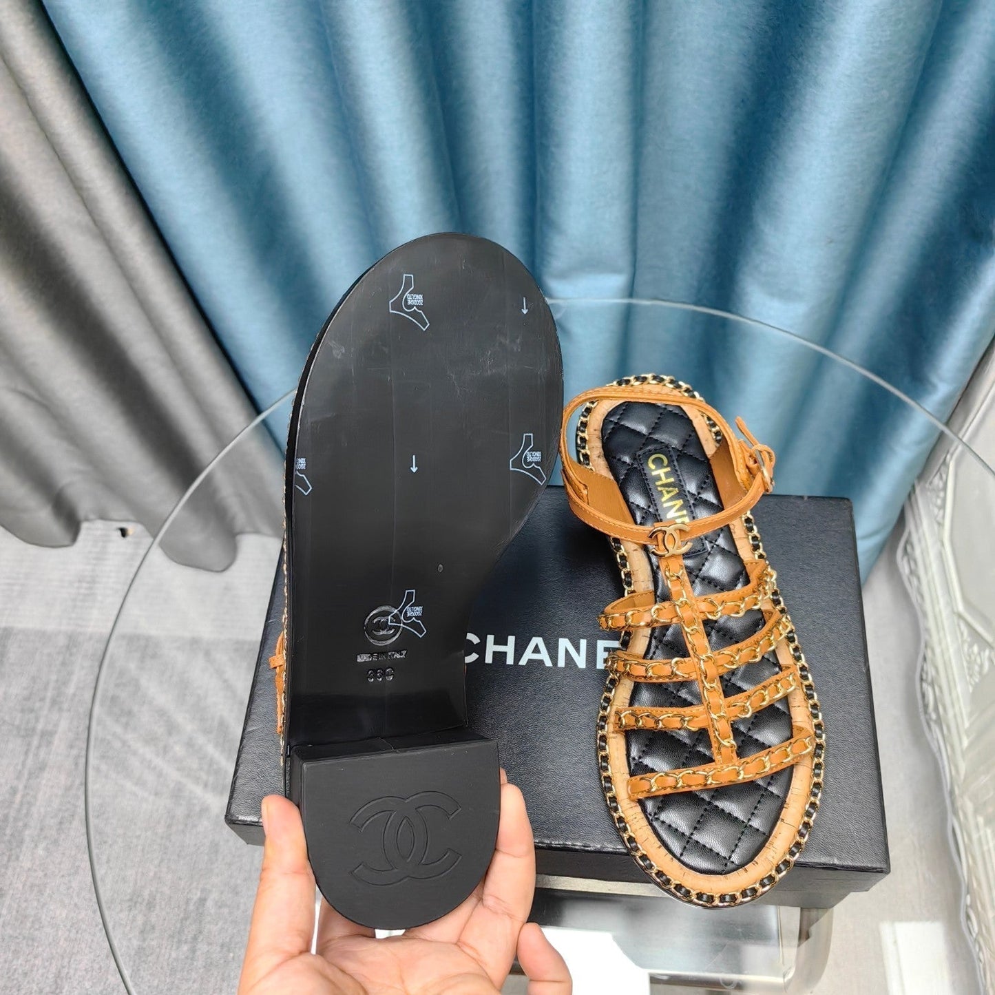 HIGH SANDALS WITH THREE STRAPS IN OCHRE YELLOW CALFSKIN