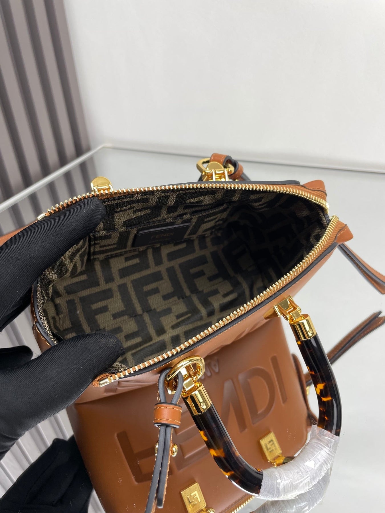 BY THE WAY MINI 18 IN BURNT ORANGE EMBOSSED CALFSKIN GOLD HARDWARE