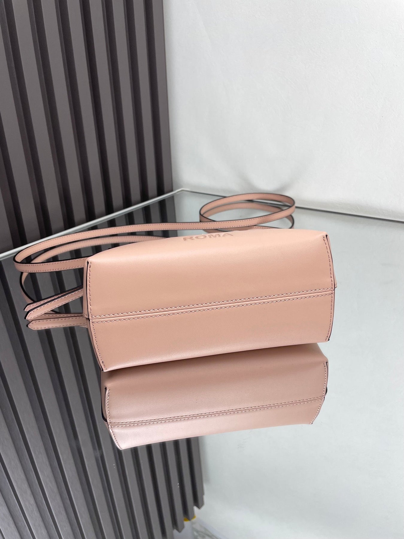 BY THE WAY MINI 18 IN ROSE FOG EMBOSSED CALFSKIN GOLD HARDWARE